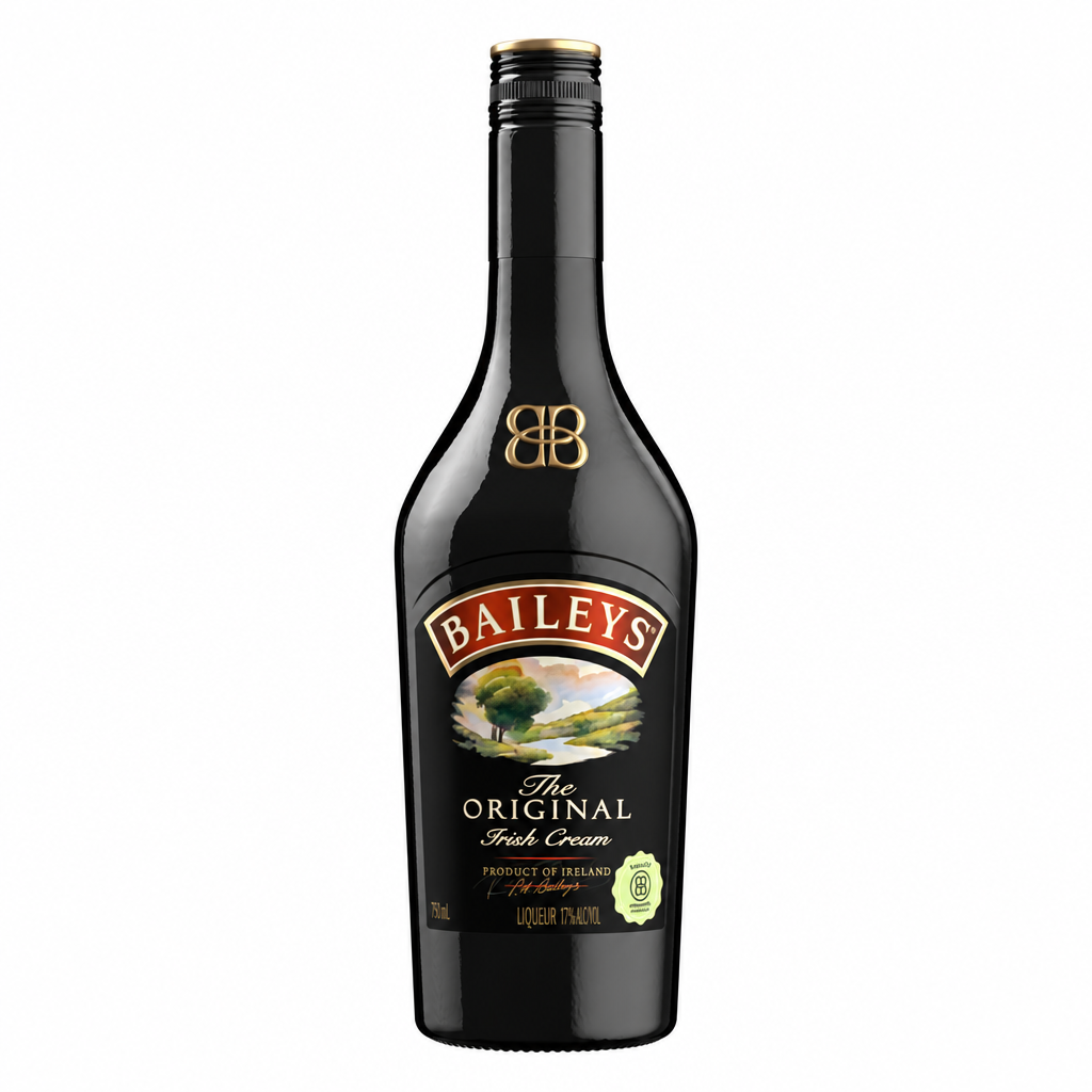 Bailey's Original Irish Cream bottle centered on a white square background